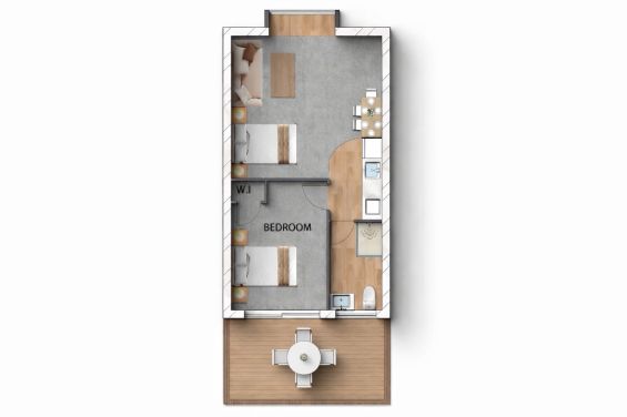Family 1-Bedroom Apartment (No Spa) floor plan